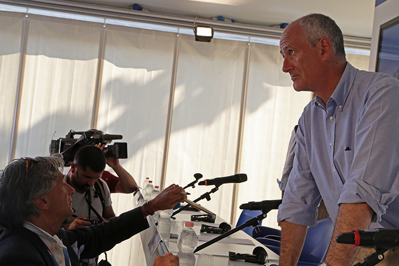 Genova, 27 luglio 2014 - Conferenza stampa di Franco Gabrielli dopo l'arrivo a Genova della nave Concordia